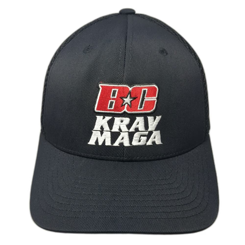 Flexfit Yupoong Black M Baseball Cap Hat Krav Maga BC Star Mesh Back Embroidered